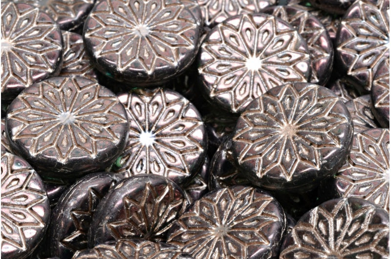 Origami Flower Beads, 50610 Purple Copper Lined (50610-15726-54324), Glass, Czech Republic