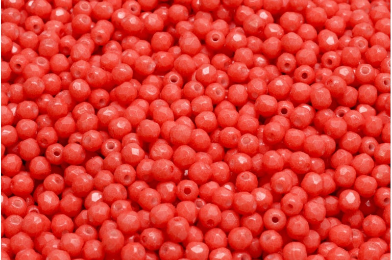 ファセット加工ラウンドビーズ、チョークホワイト 32155 (03000-32155)、ボヘミアクリスタルガラス、チェコ共和国