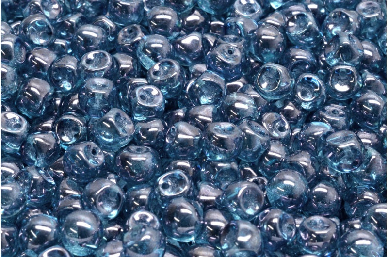 Mushroom Button Beads, Crystal Luster Blue Full Coated (00030-14464), Glass, Czech Republic