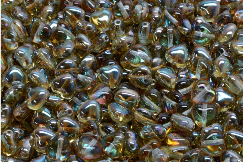 Heart Beads, Transparent Aqua 22501 (60000-22501), Glass, Czech Republic