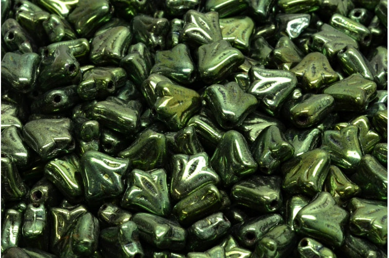 ユリの花ビーズ、ブラックラスターレッドフルコーティング(23980-14495)、ガラス、チェコ共和国