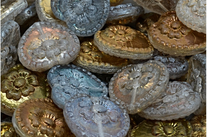 玫瑰心形串珠,水晶青铜卡普里水晶 (00030-22601),玻璃,捷克共和国