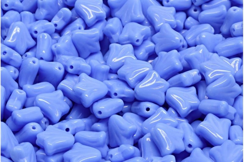 ユリの花ビーズ、不透明ブルー(33030)、ガラス、チェコ共和国