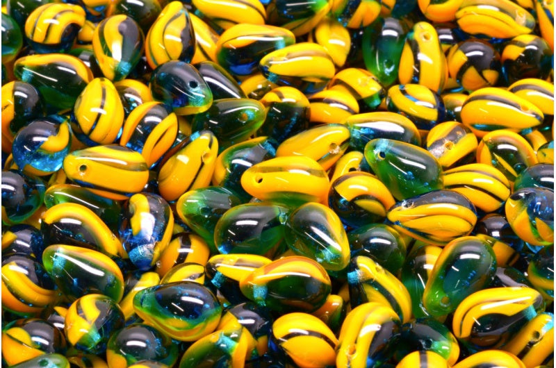 ドロップビーズ、81250 透明アクア(81250-60080)、ガラス、チェコ共和国