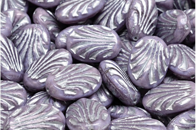 Oval With Lines, Violet Moonlight Silver Lined (26016-54301), Glass, Czech Republic