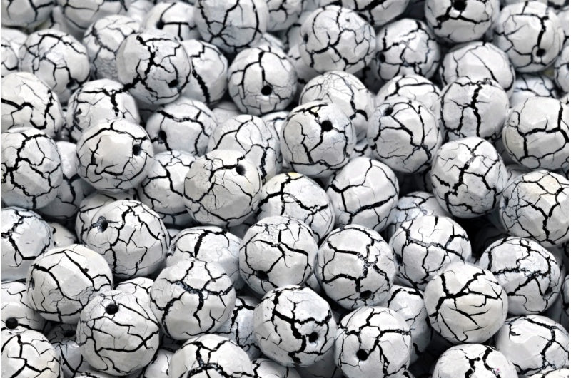 Fire Polished Faceted Beads Round, Chalk White 24601 (03000-24601), Bohemia Crystal Glass, Czech Republic