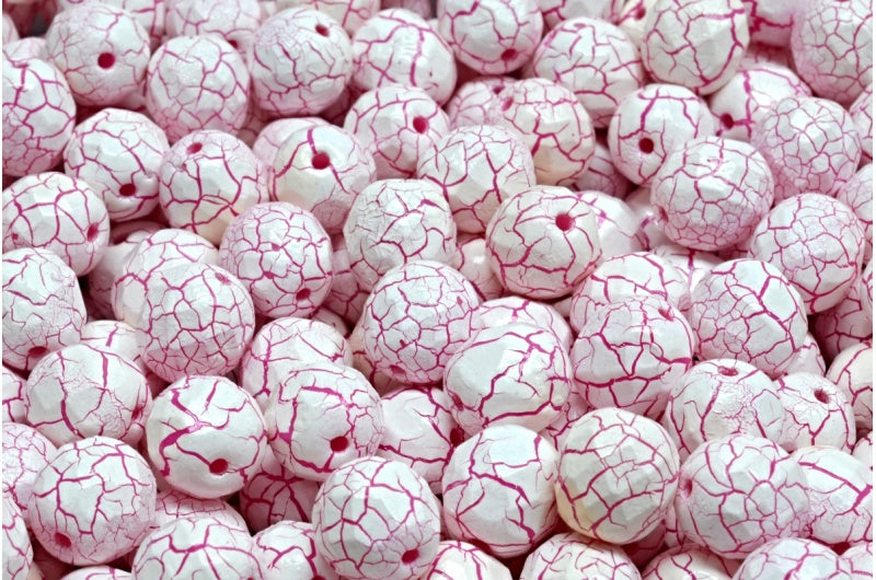 圆形火抛光刻面珠,粉笔白色 24603 (03000-24603),波西米亚水晶玻璃,捷克共和国