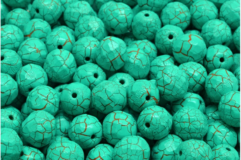 Fire Polished Faceted Beads Round, Chalk White Turquoise (03000-24614), Bohemia Crystal Glass, Czech Republic