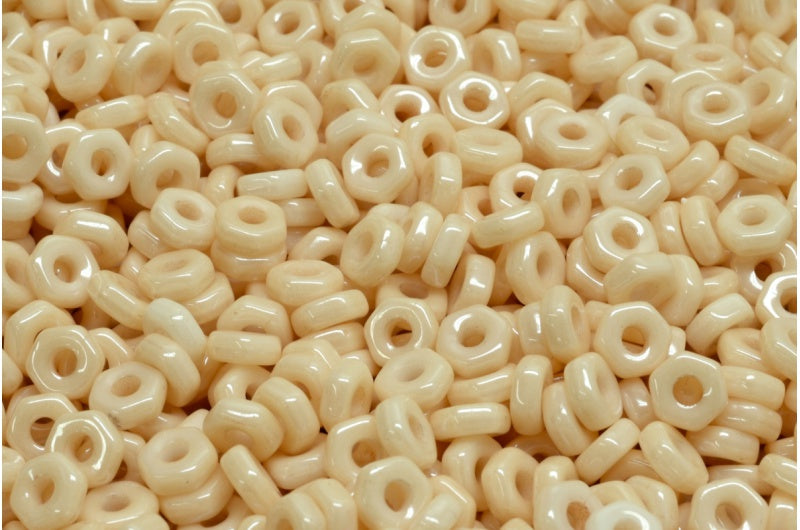 六角ナットビーズ、ホワイトラスターブラウンフルコーティング(02010-14413)、ガラス、チェコ共和国