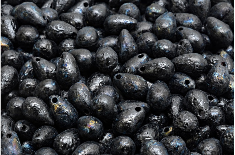 ドロップビーズ、ブラックエッチング 84180 (23980-ETCH-84180)、ガラス、チェコ共和国