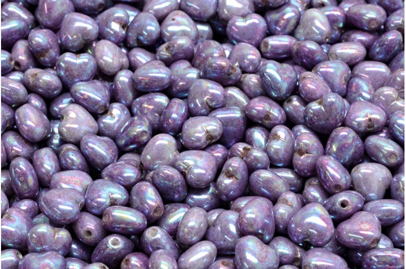 ハートビーズ、ホワイトネビュラ(02010-15001)、ガラス、チェコ共和国