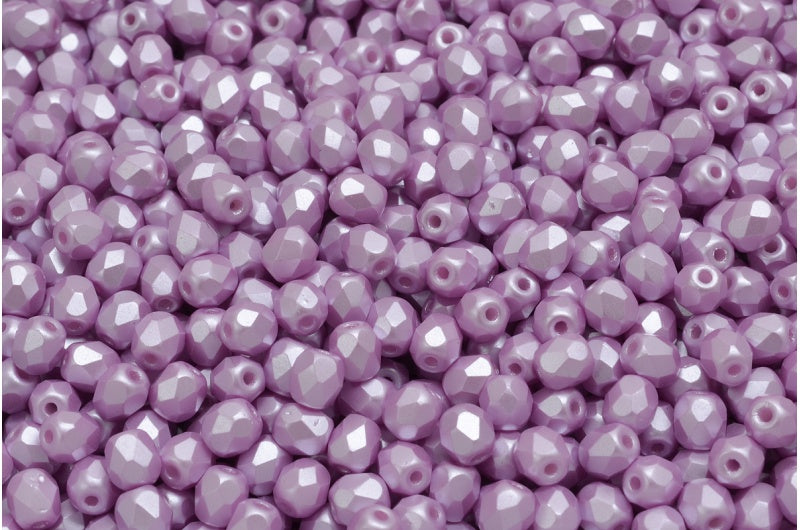 ファセット加工ビーズ ラウンド ホワイト 25011 (02010-25011)、ボヘミアクリスタルガラス、チェコ共和国