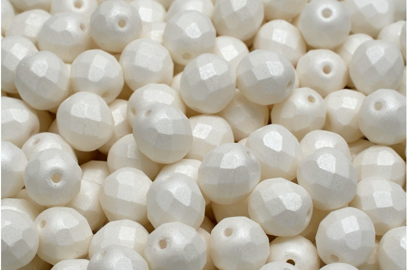 ファセット加工ビーズ ラウンド ホワイト 29571 (02010-29571)、ボヘミアクリスタルガラス、チェコ共和国