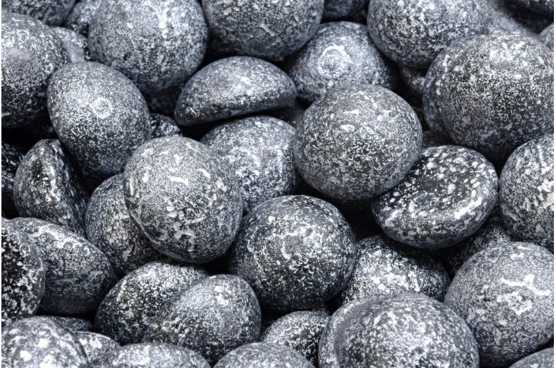 凸圆形珠子,黑色蚀刻银衬里 (23980-ETCH-54301),玻璃,捷克共和国