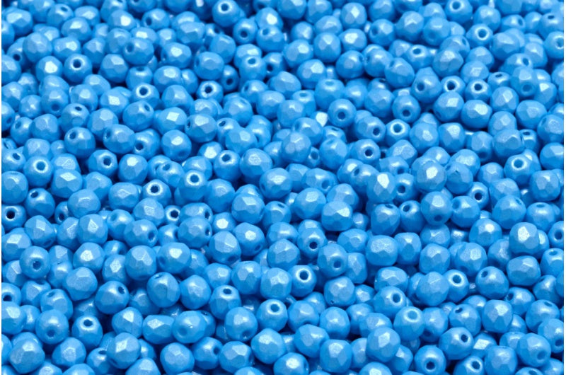 ファセット加工ラウンドビーズ、チョークホワイト 24008 (03000-24008)、ボヘミアクリスタルガラス、チェコ共和国