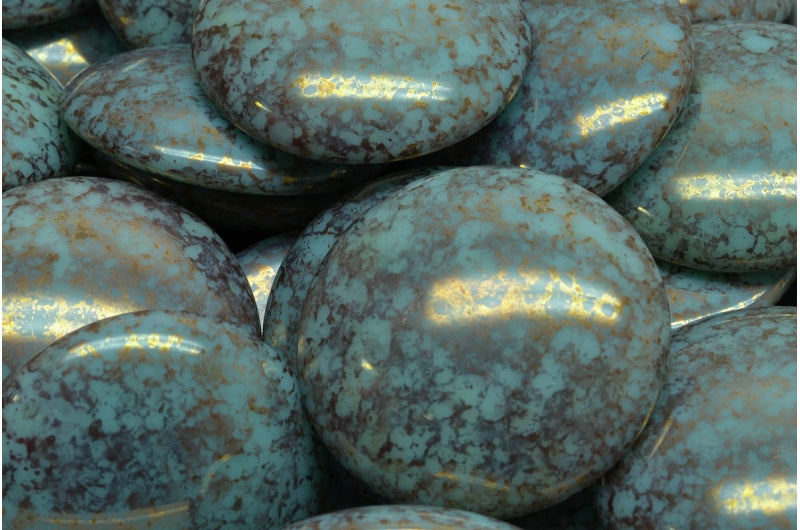 Cabochon 珠子,Turquise Terracotta Violet (63110-15496),玻璃,捷克共和国