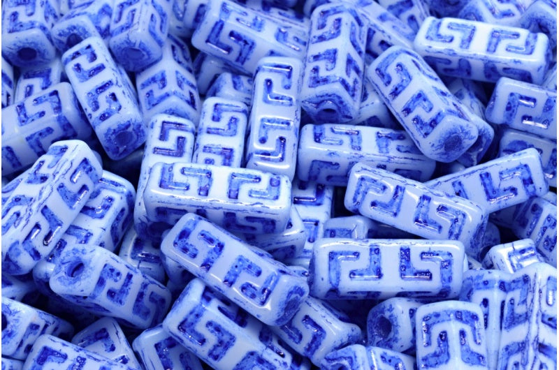 ケルトブロックビーズ、ホワイト 54328 (02010-54328)、ガラス、チェコ共和国