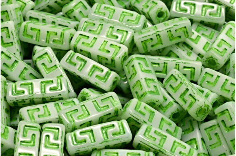 ケルトブロックビーズ、ホワイト 54329 (02010-54329)、ガラス、チェコ共和国