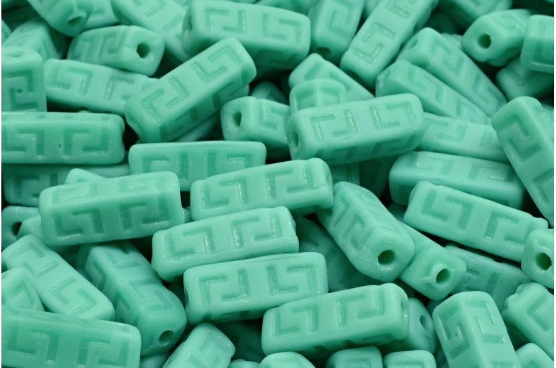 Celtic Block Beads, Turquoise Matte (63130-84100), Glass, Czech Republic