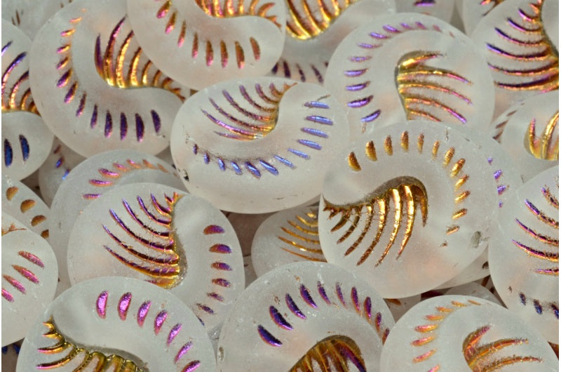 Fossil Coin Beads, Crystal Sliperit Full (2X Side) Matte (00030-29503-84100), Glass, Czech Republic