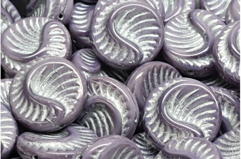 化石コインビーズ、24020 シルバーライン (24020-54301)、ガラス、チェコ共和国