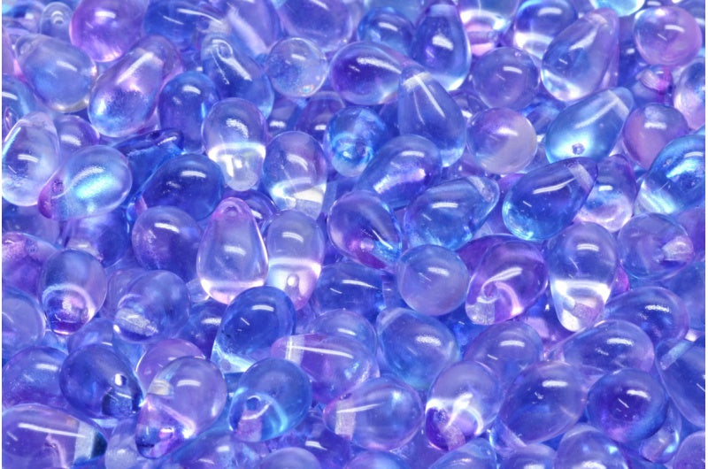 ドロップビーズ、クリスタルブルーバイオレット(00030-48002)、ガラス、チェコ共和国