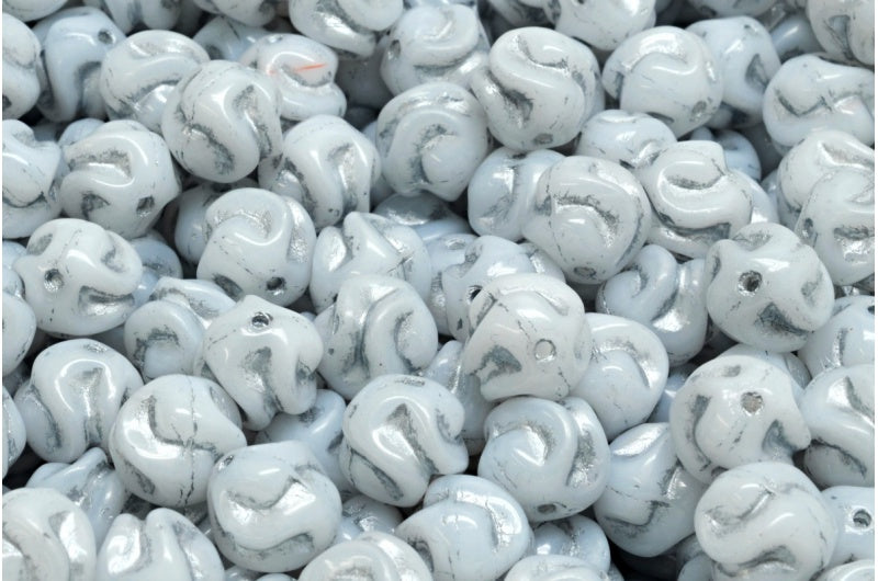 Yarn Ball, White Silver Lined (02010-54301), Glass, Czech Republic