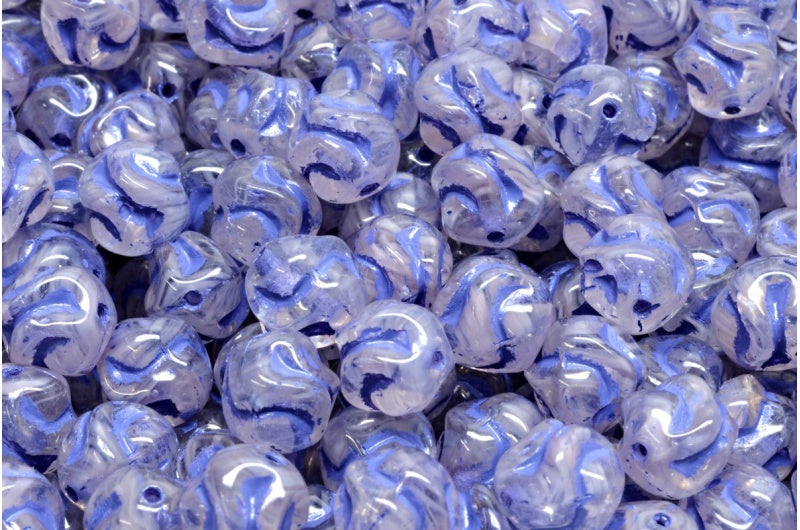 Yarn Ball, R0203 Blue Lined (R0203-54325), Glass, Czech Republic