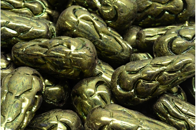 松ぼっくりビーズ、ブラックラスターレッドフルコーティング(23980-14495)、ガラス、チェコ共和国