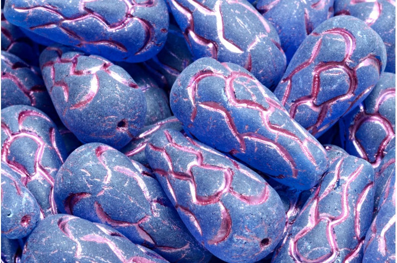 松ぼっくりビーズ、透明アクアマットピンクライン(60310-84100-54321)、ガラス、チェコ共和国