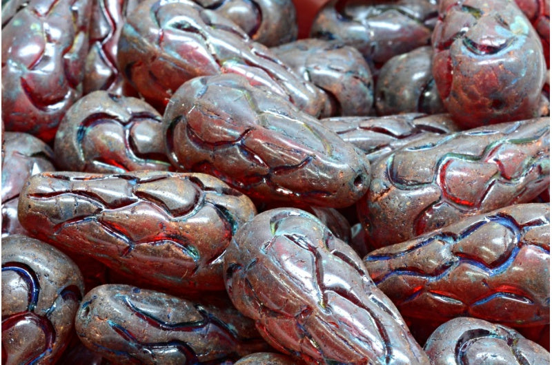 松ぼっくりビーズ、ライトサイアムトラバーチン(90070-86800)、ガラス、チェコ共和国