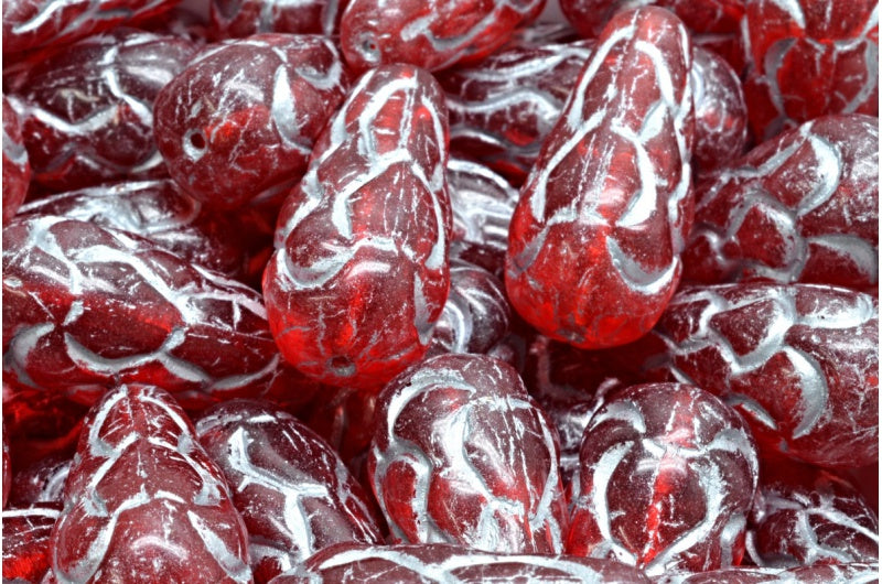 松ぼっくりビーズ、ライトサイアムシルバーライン(90070-54301)、ガラス、チェコ共和国