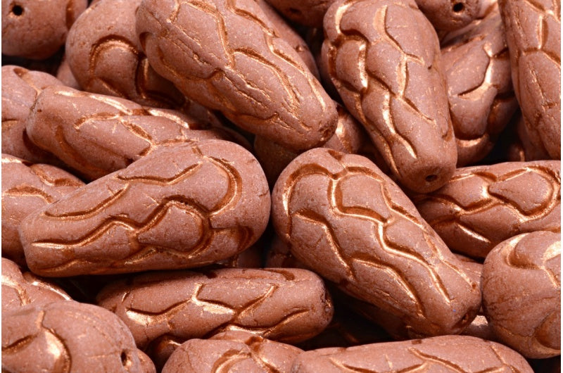 松ぼっくりビーズ、不透明ブラウンマット銅線(13610-84100-54319)、ガラス、チェコ共和国