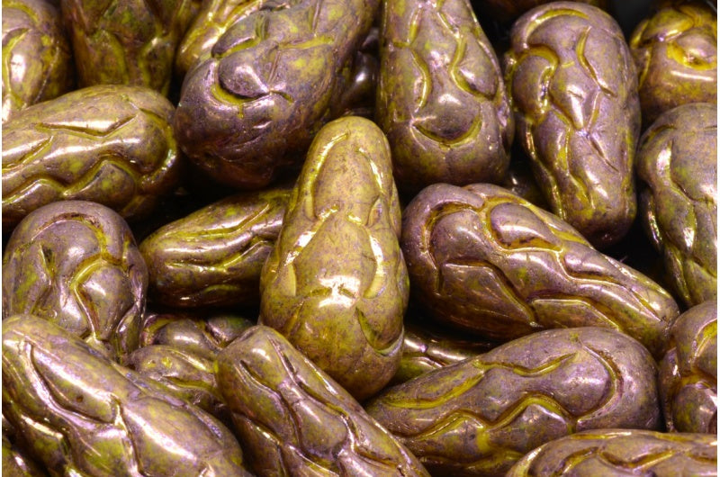 松果珠,黄紫色 (83120-15726),玻璃,捷克共和国