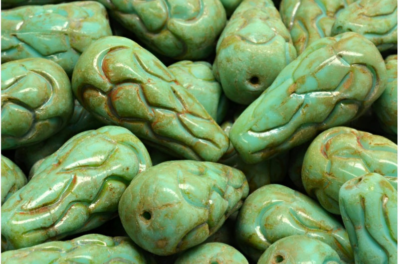 Pinecone Beads, Turquoise Travertin (63130-86800), Glass, Czech Republic
