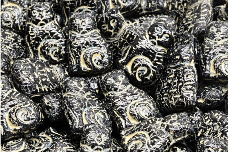 猫珠,黑色米色内衬 (23980-54311),玻璃,捷克共和国