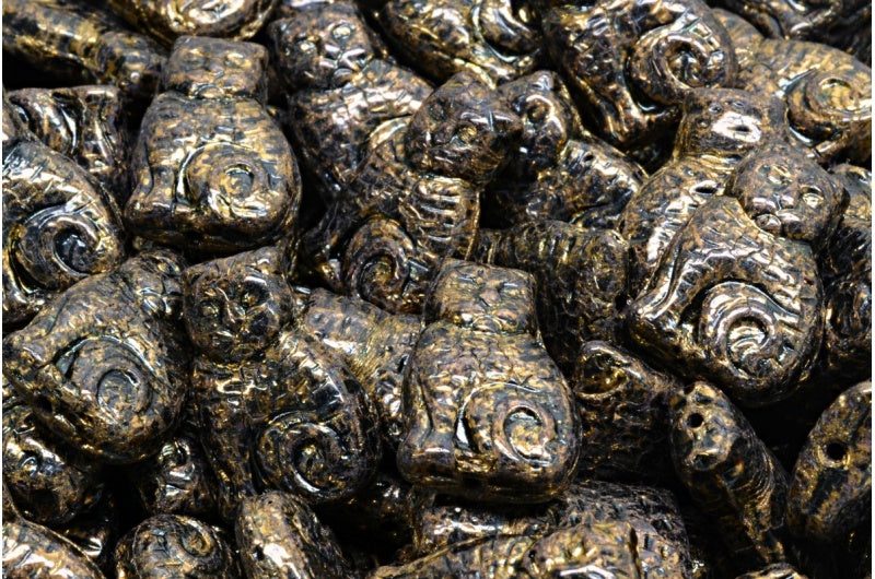猫珠,黑色兵马俑紫 (23980-15496),玻璃,捷克共和国