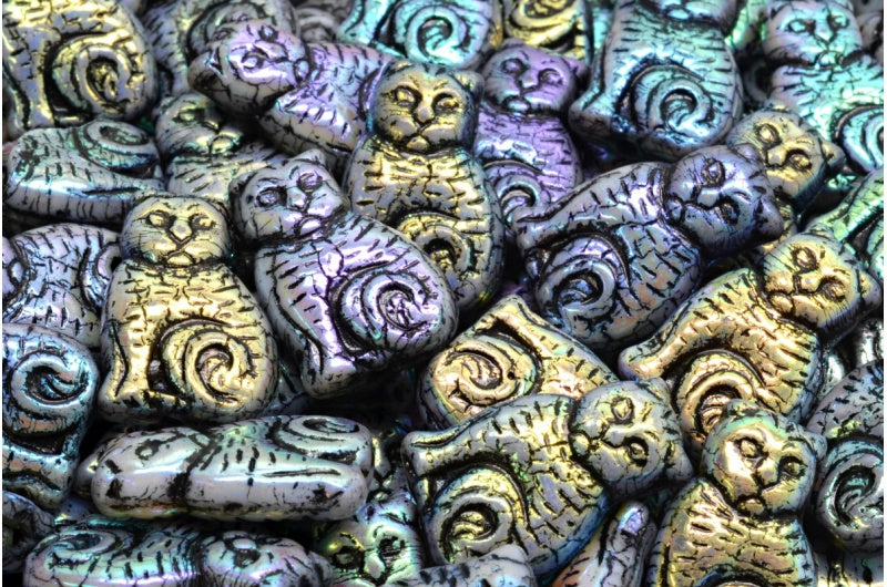 猫ビーズ、R2239 Ab Full(2X Side)ブラックライン(R2239-28703-54313)、ガラス、チェコ共和国