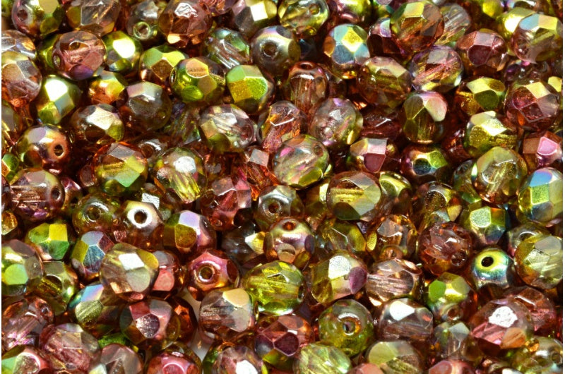 ファイアポリッシュファセットビーズラウンド、クリスタル95600(00030-95600)、ボヘミアクリスタルガラス、チェコ共和国