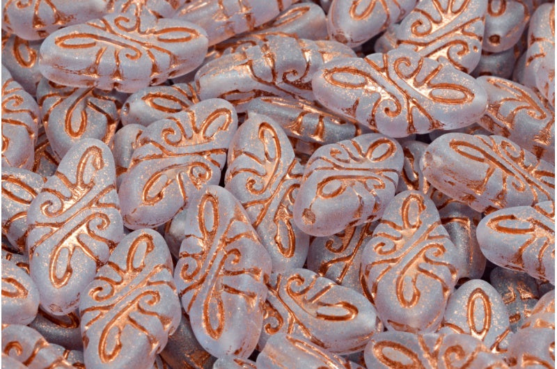 Arabesque Beads, Transparent Blue Matte Copper Lined (30010-84100-54319), Glass, Czech Republic