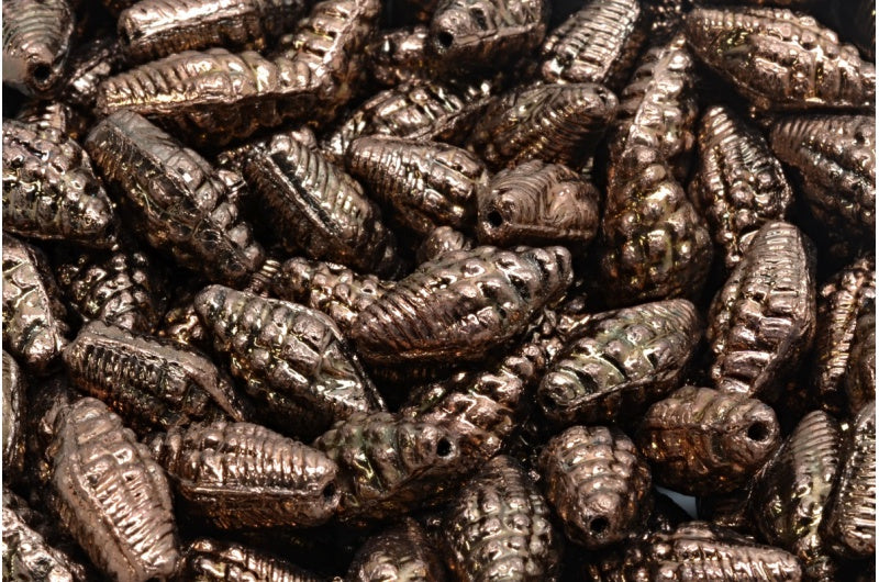 Miter Shell Beads, Black Bronze (23980-14415), Glass, Czech Republic
