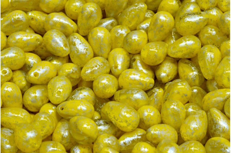 ドロップビーズ、イエロークリスタルシルバースプラッシュ(83120-00030-94400)、ガラス、チェコ共和国