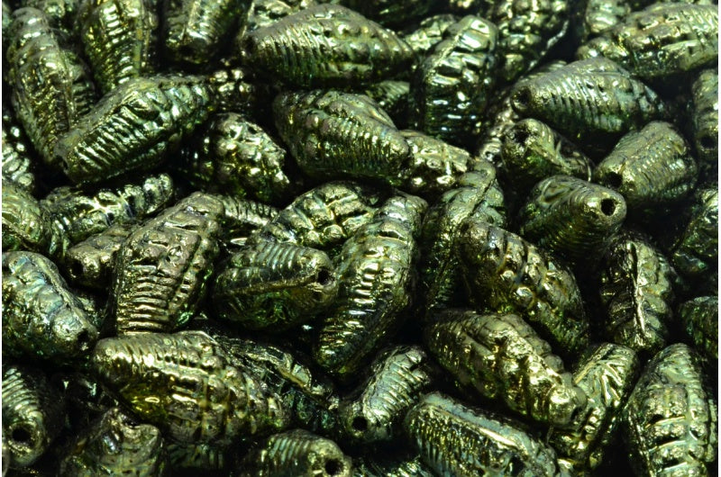 マイターシェルビーズ、ブラックラスターレッドフルコーティング(23980-14495)、ガラス、チェコ共和国