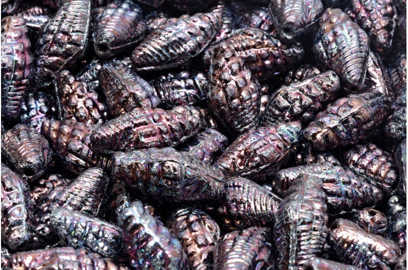 マイターシェルビーズ、ブラックネビュラ(23980-15001)、ガラス、チェコ共和国