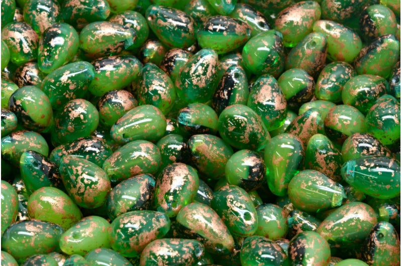 ドロップビーズ、オパールグリーン透明グリーン 94402 (51000-50570-94402)、ガラス、チェコ共和国