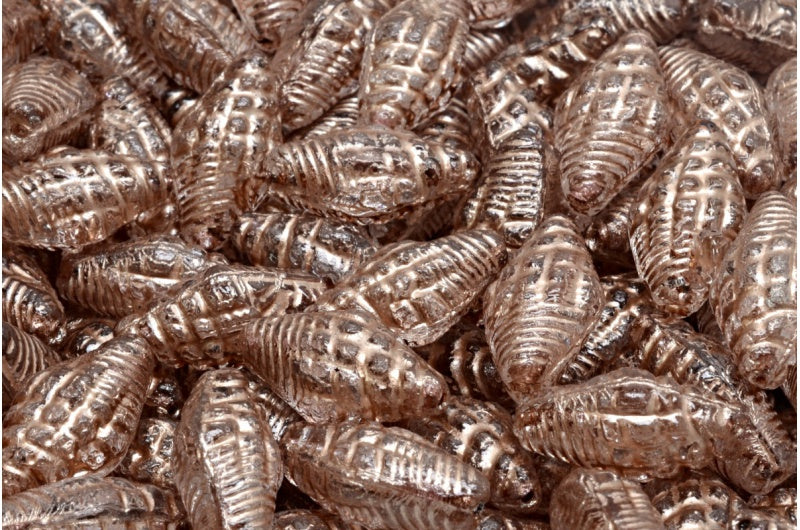 Miter Shell Beads, Crystal Copper Lined (00030-54324), Glass, Czech Republic