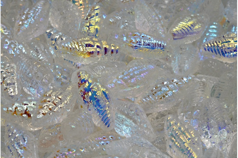 Miter Shell Beads, Crystal Ab (00030-28701), Glass, Czech Republic