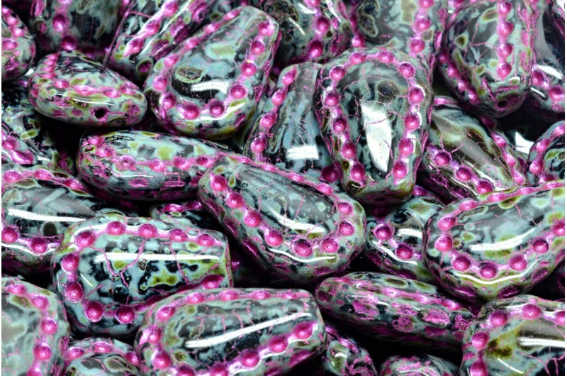 花边泪珠,黑色石灰华 43807 (23980-86800-43807),玻璃,捷克共和国