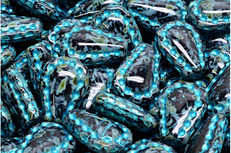 レースティアビーズ、ブラックトラバーチン 43811 (23980-86800-43811)、ガラス、チェコ共和国