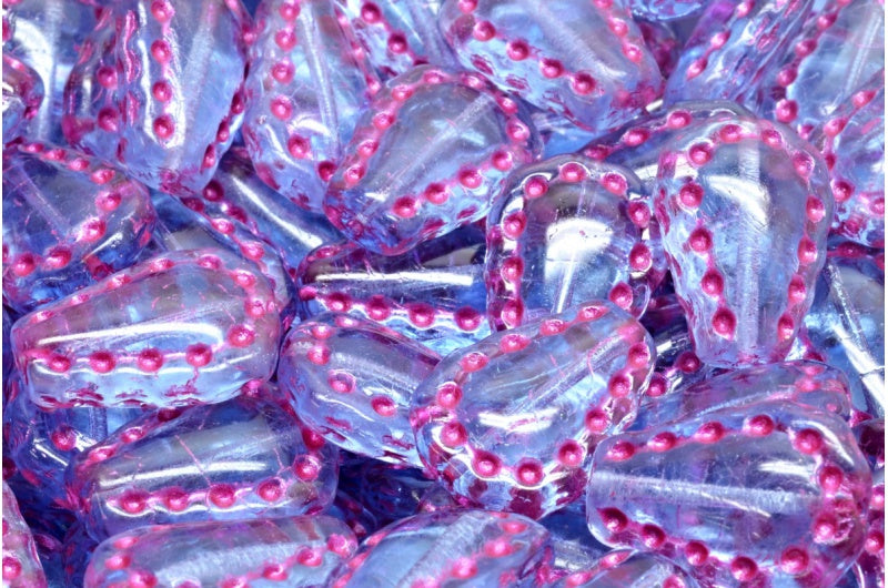 Lacy Tear Beads, Transparent Blue 43807 (30020-43807), Glass, Czech Republic
